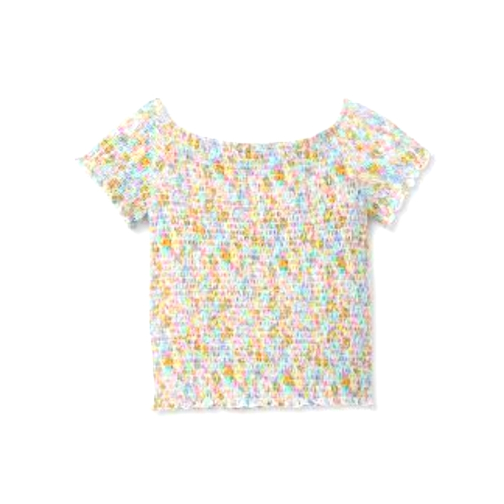 Girls' smocked short sleeve top